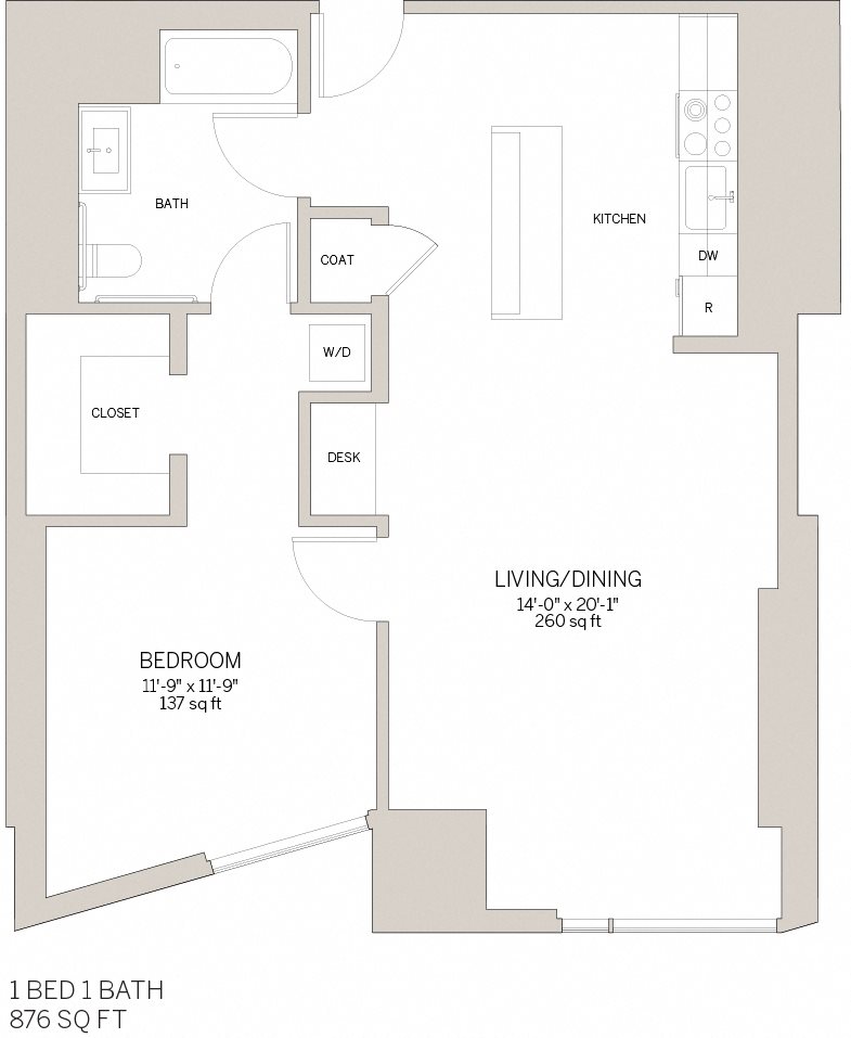 One Bedroom - D Floor Plan 2